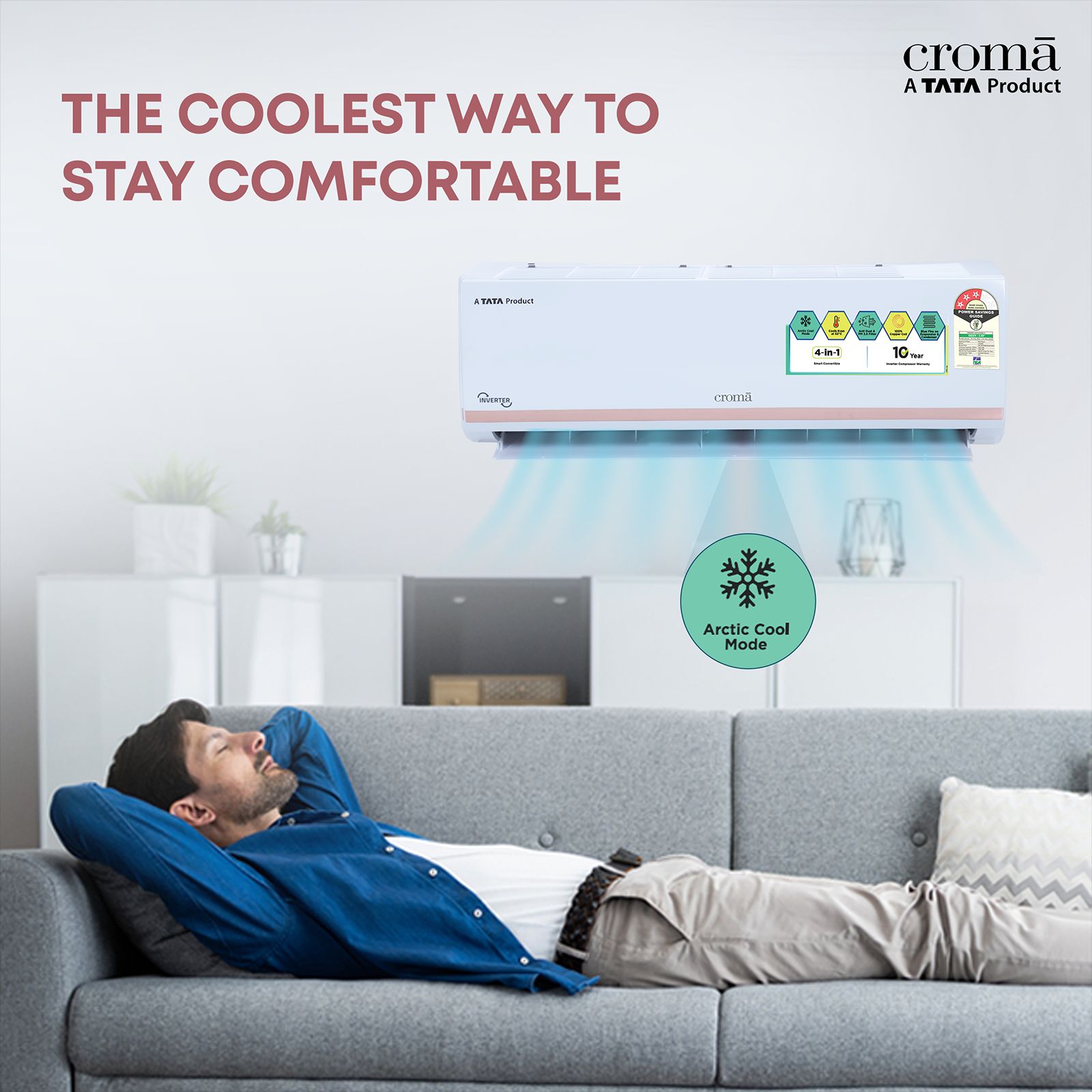 Buy Croma 4 in 1 Convertible 1.5 Ton 3 Star Inverter Split AC with